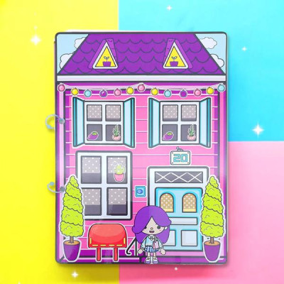 Đồ Chơi Bóc Dán DIY - Ngôi Nhà Búp Bê Tím - Obia