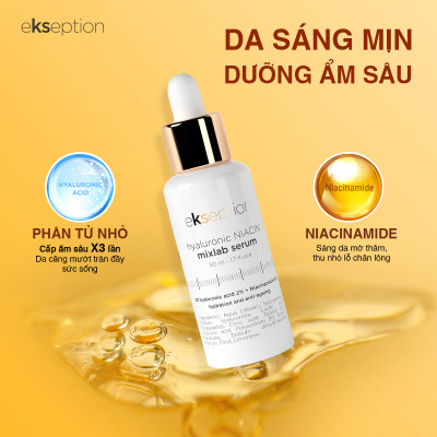 Serum giảm mụn, xóa thâm Ekseption HYALURONIC NIACIN MIXLAB SERUM - 50ml duy trì độ ẩm cho làn da, giúp làm sáng da và mịn da