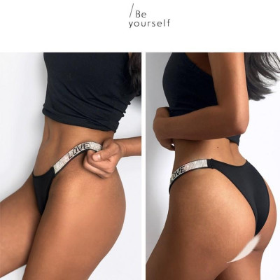 Quần lót lọt khe đính đá chữ Love SIÊU XINH, chất thun mềm mịn, co giãn dễ chịu