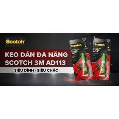 Keo dán siêu dính AD113 3M Scotchtrong suốt, dạng loãng, mau khô, 2g/tuýp