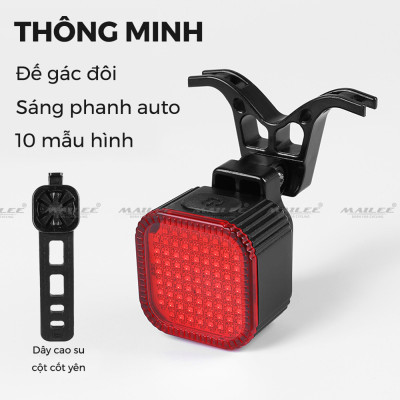 Đèn Hậu Xe Đạp Thông Minh 10 mẫu hình CYGM-2213 Chống Nước IPX6 USB Type-C Sáng Phanh tự động An Toàn Ban Đêm Auto-Stop - Mai Lee