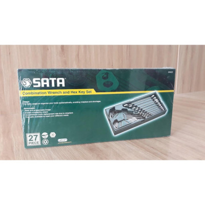 Bộ khay cờ lê vòng miệng 27 chi tiết (hệ inch) & bộ lục giác SATA 09922