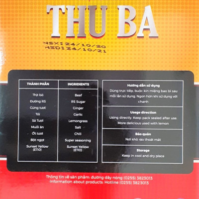 Quà Tết 2023 sang trọng, cao cấp. Thịt bò khô Thu Ba Quảng Ngãi 250gr dạng lát