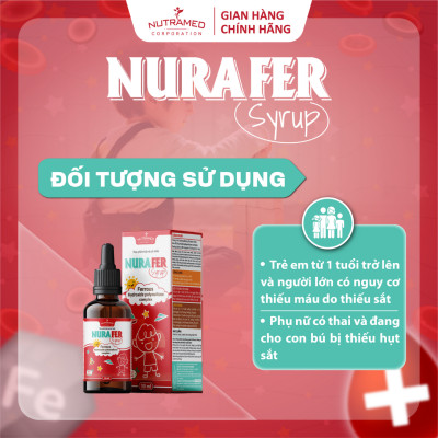 Siro Nurafer hỗ trợ bổ sung sắt giúp giảm nguy cơ thiếu máu do thiếu sắt (30ml) - Nutramed
