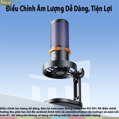 BOYA K3 / K7 / K9 - Micro Condenser USB, Sử Dụng Hiệu Ứng Ánh Sáng RGB Cho Streamer, Podcast, Giảng Dạy Trực Tuyến - Hàng chính hãng