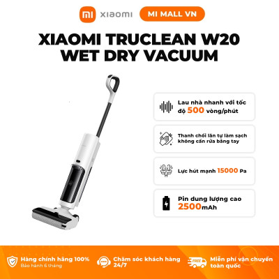 Máy Hút Bụi Lau Nhà Xiaomi Truclean W20 Wet Dry Vacuum | Lực hút mạnh 15.000Pa | Loại Bỏ Bụi Khô & Vết Bẩn Ướt - Hàng Chính Hãng