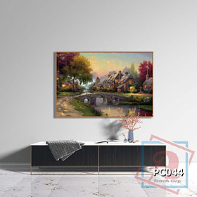 Tranh canvas phong cách sơn dầu - Phong cảnh Làng quê châu Âu cổ điển - PC044