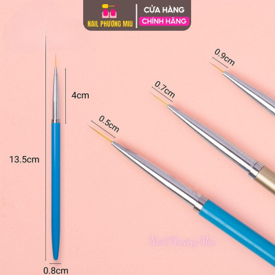 Set 3 Cây Cọ Nét Beauty Xanh Vàng Đen 5mm, 7mm, 9mm Lông Mịn Không Lem, Đầu Cọ Dài Vẽ Đa Năng, Kẻ Viền Và Tạo Hình Làm Nail Đẹp Nữ Women