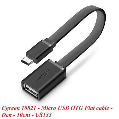 Ugreen UG10821US133TK 10CM màu Đen Cáp chuyển đổi MICRO USB sang USB âm hỗ trợ OTG dáng dẹt - HÀNG CHÍNH HÃNG