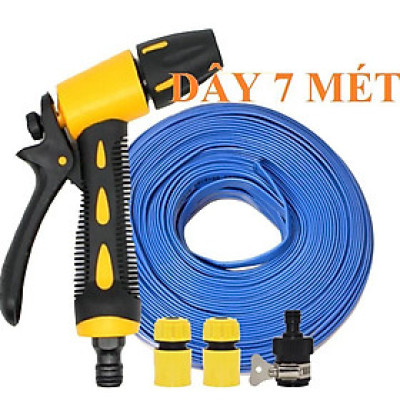 Bộ dây vòi xịt nước rửa xe, tưới cây . tăng áp 3 lần, loại 7m, 10m 206319 cút sập,nối đen + tặng đai