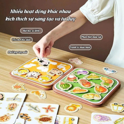 Cuốn sổ ma thuật bóc dán vẽ tranh bằng nước thông minh cho bé phát triển tư duy trí não