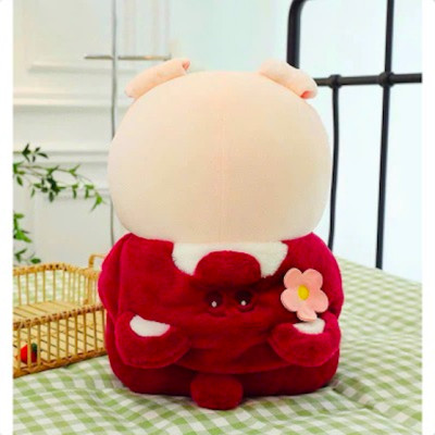 Thú nhồi bông heo ôm bình sữa cosplay lotso- Size từ 35cm đến 55cm - Quà tặng heo ôm bình sữa cosplay lotso nhồi bông dễ thương - Gối ôm mềm mịn cho bé