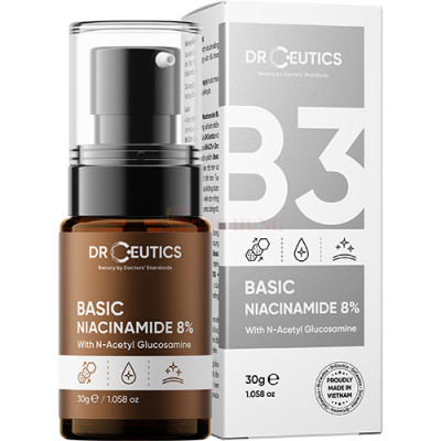 Tinh chất DrCeutics Basic Niacinamide 8% giúp thu nhỏ lỗ chân lông dành cho da dầu và mụn (30g) - Hàng chính hãng