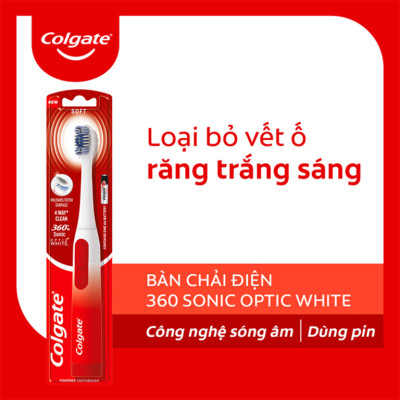 Bàn chải điện Colgate Sonic Optic White trắng sáng sóng âm