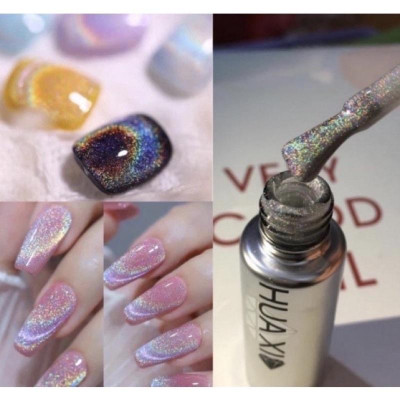 Sơn Gel Mắt Mèo Kim Cương Huaxi 9D Cao Cấp Lấp Lánh, Sơn Nhũ Vàng Bạc Cầu Vồng Làm Nail Gel Mắt Mèo Nail Phương Miu Nữ