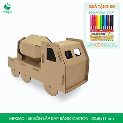 MFK06D - Xe bồn carton - 20x8x11 cm - Đồ chơi lắp ráp mô hình từ bìa carton cứng cao cấp