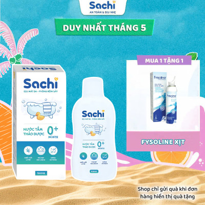 Nước Tắm Thảo Dược An Toàn Cho Bé Sachi Chai 500ml Làm Sạch, Phòng Ngừa Rôm Sảy Mảng Bám Da Đầu