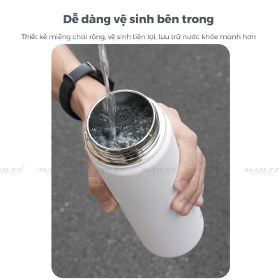 Bình Nước Xe Đạp Inox 304 Giữ Nhiệt ESL-053 dung tích 650ml màu Trắng/Đen giữ nhiệt 12h Nóng 24h Lạnh Thể thao cắm trại leo núi đi xe đạp - Mai Lee