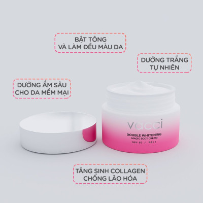Kem BODY VACCI - Body Cream 160ml SPF50 PA++ Tone - Up - Làm Sáng Da - Nâng Tone Toàn Thân Siêu Đẹp