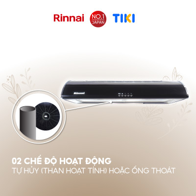 Máy hút mùi 70cm Rinnai RVH-7Slim(Hood-DG) than hoạt tính và ống thoát 380W - Hàng chính hãng.