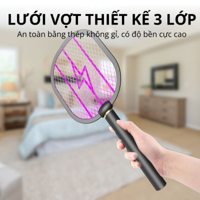 Đèn muỗi có chức năng vợt muỗi Kachi MK386 với đế sạc tích hợp - hàng chính hãng