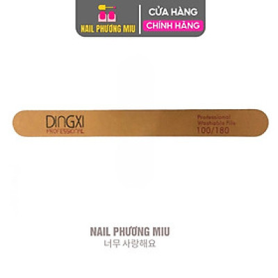 Dũa Mỏng Da Bò DINGXI Lốc 50 Cái Độ Nhám 100/180 Màu Nâu Vàng Làm Nail Tiện Lợi, Form Thẳng, Lõi Nhựa Cứng Cáp, Cầm Chắc Tay, 2 Mặt Nhám Cao Cấp Êm