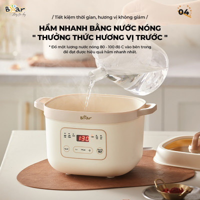 Nồi Nấu Cháo, Nấu chậm 1.6L Bear SB-NNC16 270W - Hàng chính hãng