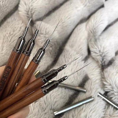 Cọ Nét Cán Gỗ Cao Cấp Nail Brush Làm Nail Kẻ Nét Siêu Mảnh Lông Mềm Đủ Size 6mm, 9mm, 12mm Vẽ Móng Liner Nghệ Thuật Nữ Women