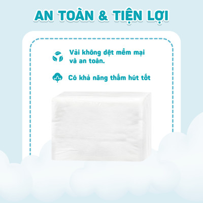Thùng 08 gói khăn vải khô đa năng cao cấp EcoWipes 250gr/gói (Tổng 2kg) không mùi không cồn an toàn cho bé
