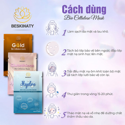 Mặt nạ BESKINATY Glutathione Bio Mask dưỡng sáng phục hồi da cao cấp Hàn Quốc