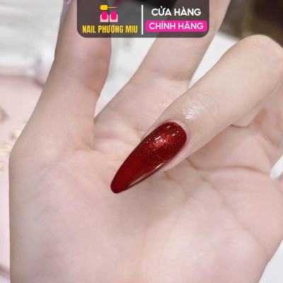 Sơn Gel Mắt Mèo Kim Cương Đỏ CR Cao Cấp 15ml Nhũ Tuyết Siêu Mịn CR01 Làm Nail Ánh Mắt Mèo màu Đỏ đô 9D Dùng Nam Châm Hút Siêu Sáng