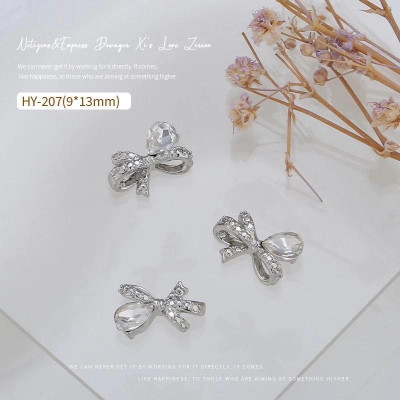 10 Chiếc Nơ Nút Lấp Lánh Charm Bạc Đính Đá Charm Trắng Hồng 3D Đinh Tán Làm Nail Siêu Xinh Mẫu Mới Nail Phương Miu Nữ Women