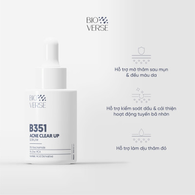 Tinh chất Bioverse hỗ trợ giảm mụn B351 Acne Clear up Serum 30ml