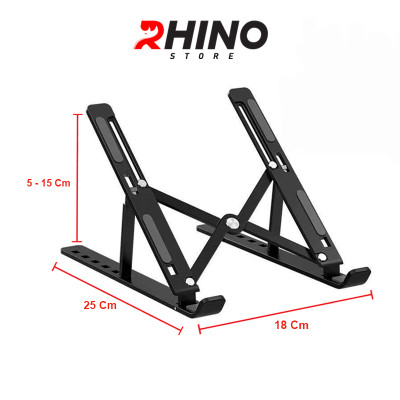 Giá đỡ Laptop, cho macbook, cho ipad tản nhiệt Rhino KLL101, kệ đỡ máy tính nhôm cao cấp, gấp gọn, tặng kèm túi đựng - Hàng chính hãng