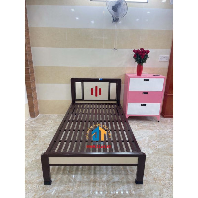 Giường sắt hộp kiểu gỗ ĐẠI THÀNH 1mX2m - Mẫu 03