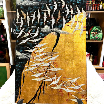 Tranh sơn mài dát vàng,bạc, cẩn ốc cao cấp Thanh Bình Lê size 40x60 cm