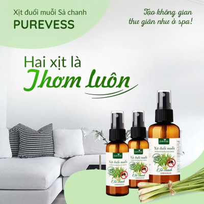 Tinh dầu xịt đuổi muỗi sả chanh Purevess