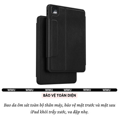 Case bao da bàn phím bluetooth bảo vệ 360 độ hiệu WIWU Protective Keyboard cho iPad Pro 11 13 inch M4 Pro 11 2020/21/22 Air 4/5/6/7 Gen 7 8 9 10.2 inch 10.5 inch Gen 10 10.9 inch - Bàn phím từ tính nam châm tháo rời, tích hợp giá đỡ - Hàng nhập khẩu
