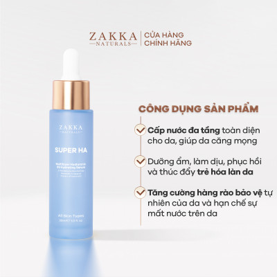 Tinh Chất Cấp Ẩm Đa Tầng Super HA Hyaluronic B5 Hydrating Serum Zakka Naturals 30ml