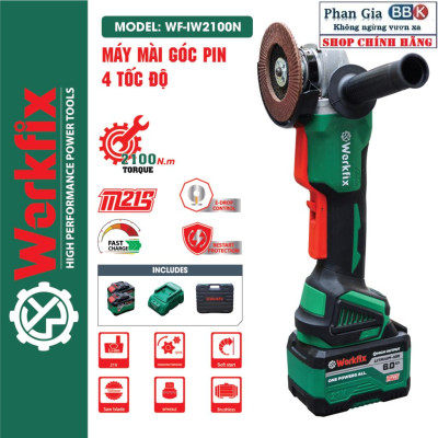 [chính hãƞg] Máy Mài Pin Workfix WF-AG100B Công Tắc Bóp,Chống Khởi Động Lại ,Chân Pin Phổ Thông, Lõi Đồng Bảo Hành 12T