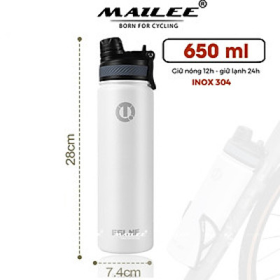 Bình Nước Xe Đạp Inox 304 Giữ Nhiệt ESL-053 dung tích 650ml màu Trắng/Đen giữ nhiệt 12h Nóng 24h Lạnh Thể thao cắm trại leo núi đi xe đạp - Mai Lee