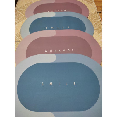 Thảm lau chân Silicon Hình Elip lót cửa chùi chân, siêu thấm hút, chống trượt cho phòng tắm (60x40cm)