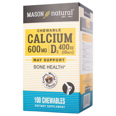 Calcium 600mg + D3 Mason Natural 100 viên - Viên nhai bổ sung canxi