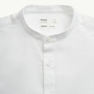 Áo Sơ Mi Nam Oxford Cổ Trụ màu Trắng ROUTINE Form Fitted - 10S24SHL006CR1 | ROUTINE CÀ MAU