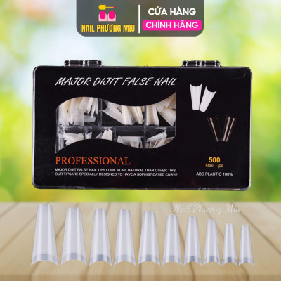 Móng Típ Nối Móng Giả Siêu Dài, 500pcs, Nhựa ABS An Toàn, 2 Màu Trong Và Đục Tự Nhiên, Phom Nhọn Và Thang Làm Nail