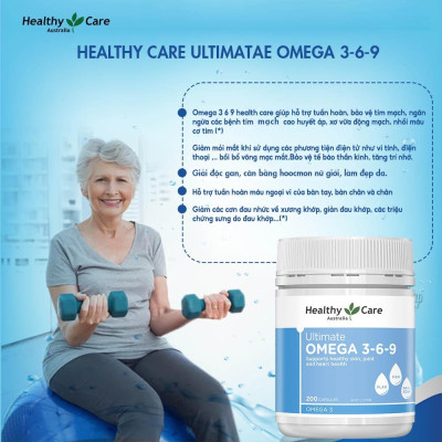 Omega 3-6-9 Úc Healthy Care Ultimate 1000mg Tạo sức khỏe cho tim, não, khớp, mắt và cải thiện da khô - OZ Slim Store