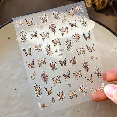 Sticker 5D Bướm Lụa Nổi Gắn Móng CA6993 Làm Nail, Miếng Dán Bướm Lụa 5D Nhiều Màu Trang Trí Hình Dán Móng Hàn Quốc Nữ Women