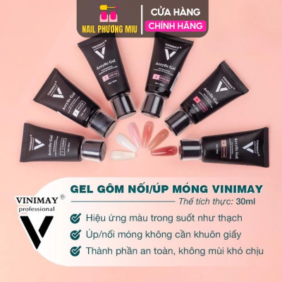 Gel Gôm VINIMAY Cao Cấp chai 30ml Màu Trong Suốt Và Cover Pink Làm Nail, Tuýp Gel Nối Móng Úp Nhanh, Bền Đẹp Dẻo, Đặc, Dễ Tạo Hình Women Nữ