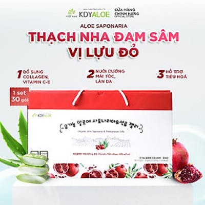 THẠCH COLLAGEN NHA ĐAM SÂM LỰU ĐỎ HỮU CƠ (set 30 gói) HỖ TRỢ ĐẸP DA