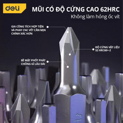 Bộ tuốc nơ vít 44 in 1 Deli  Cao Cấp Tua vít từ tính Sửa điện thoại, Máy tính, Ổ điện